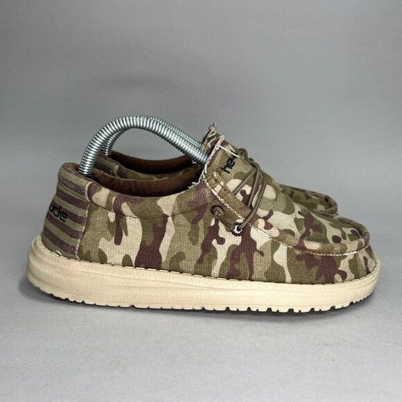 Hey Dude Boy's Wally Camo Flag Slip On Shoes - Picture 1 of 11